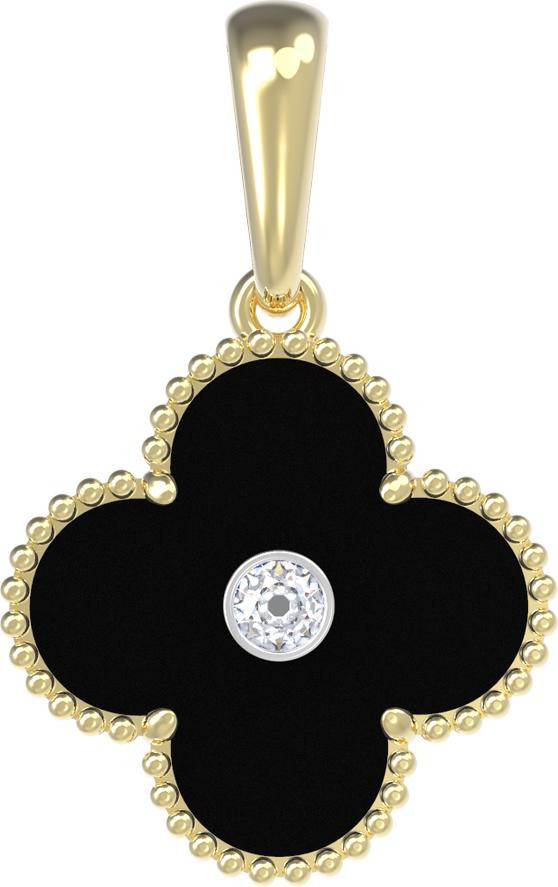 Подвеска из лимонного золота c бриллиантами и ониксом
