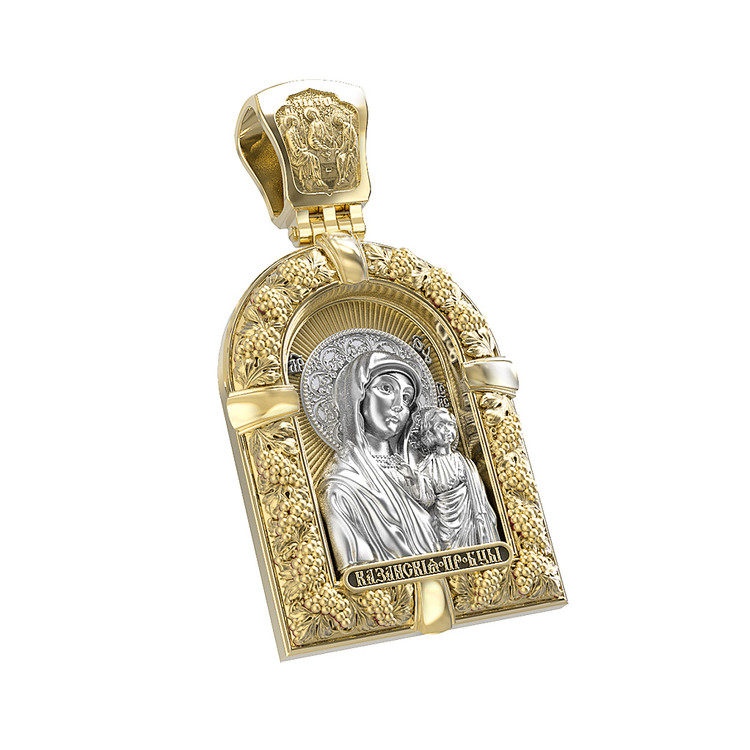 Образок из лимонного золота c эмаль