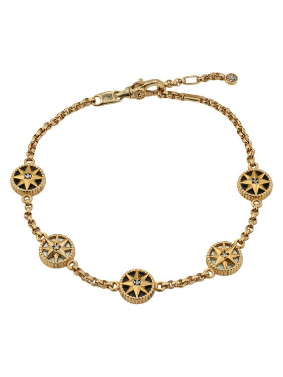 Браслет из золота c бриллиантами, ониксом и перламутром