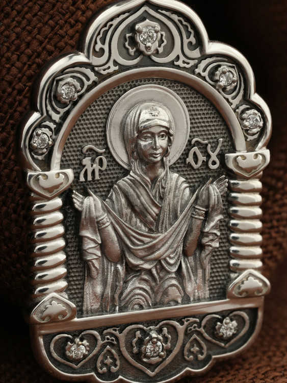 Образок из белого золота c бриллиантами