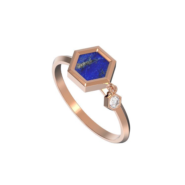 Кольцо из золота c бриллиантами и лазуритом