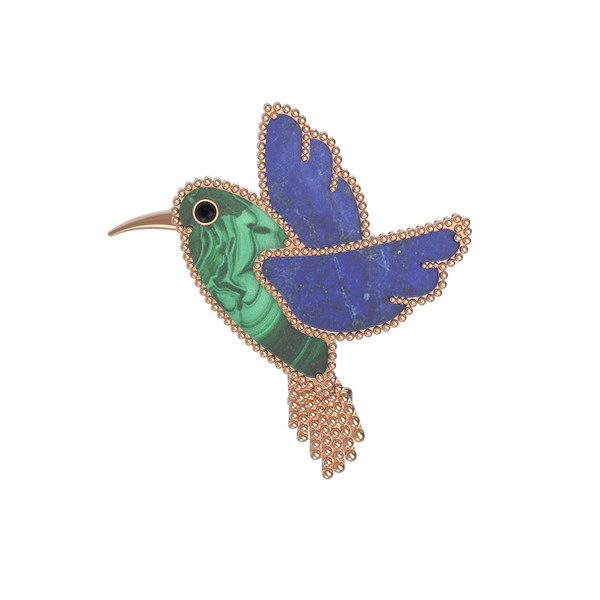 Брошь из золота c эмаль , лазуритом и малахитом