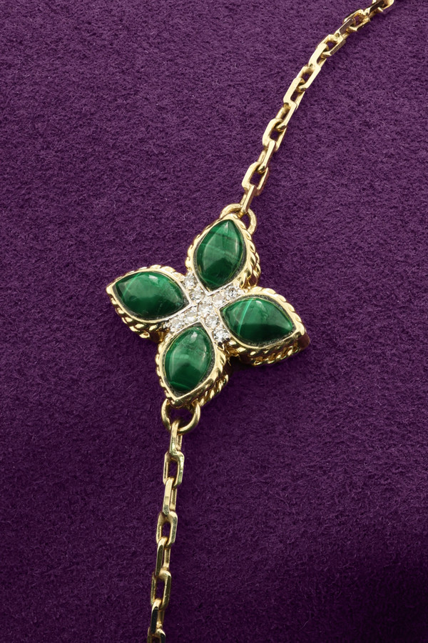 Браслет из лимонного золота c бриллиантами и малахитом