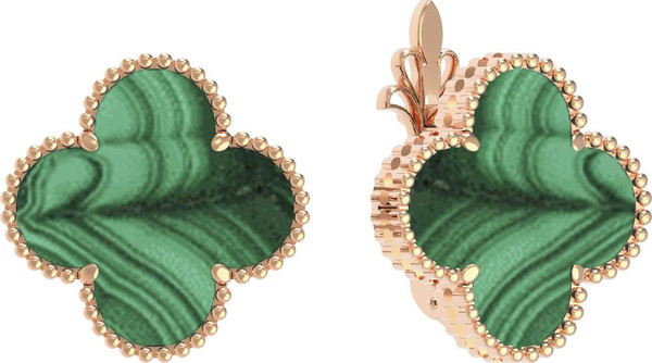 Серьги из золота c малахитом