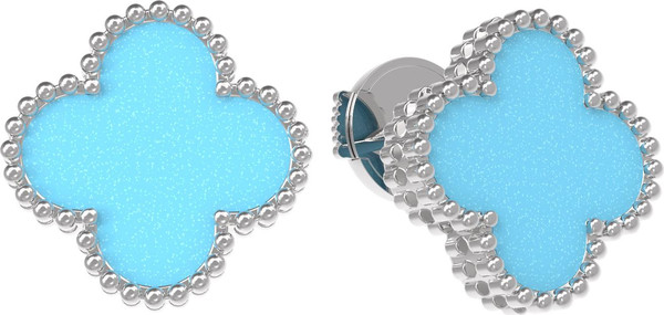 Серьги из белого золота c бирюзой