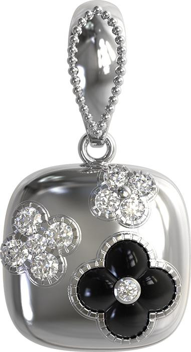 Подвеска из белого золота c бриллиантами и ониксом