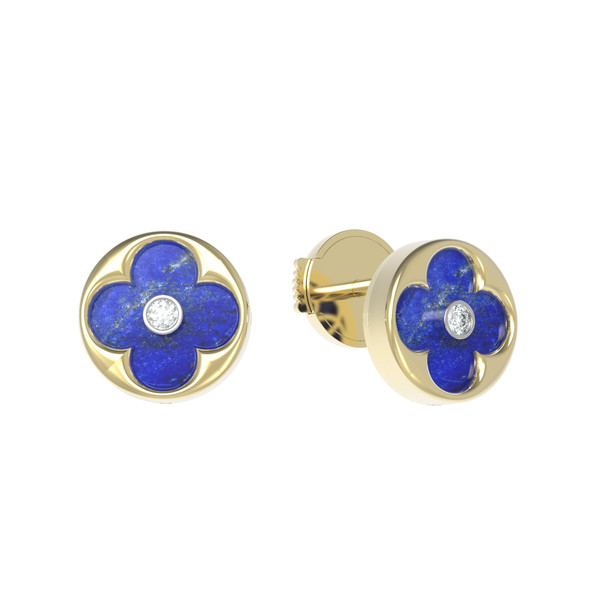 Серьги из лимонного золота c бриллиантами и лазуритом