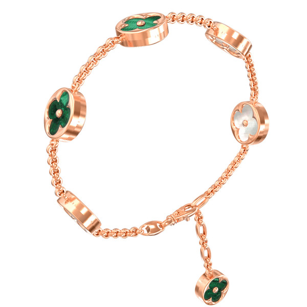 Браслет из золота c малахитом и перламутром