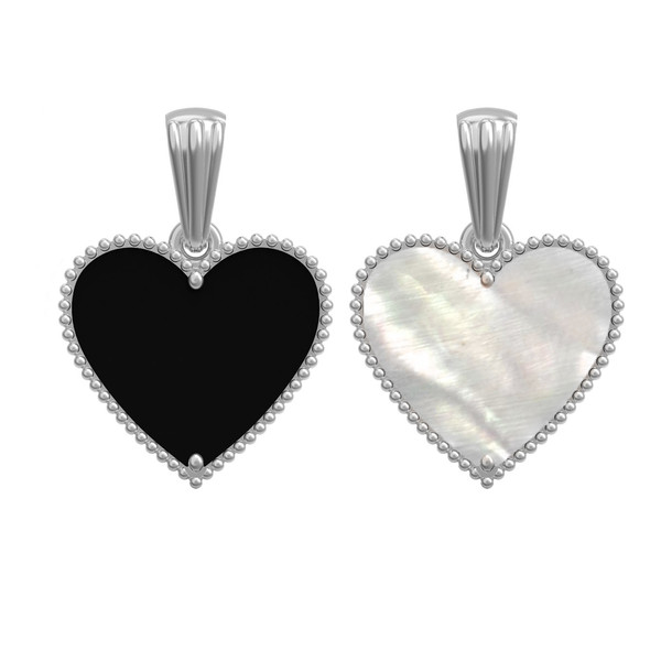 Подвеска из белого золота c ониксом и перламутром