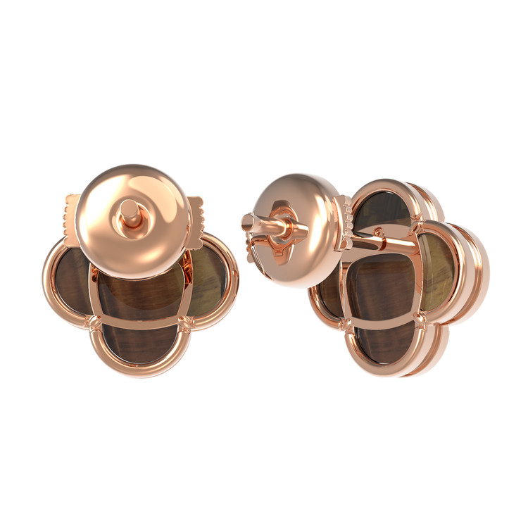 Серьги из золота c тигровым глазом