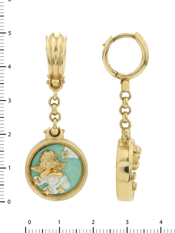 Серьги из лимонного золота c бирюзой и перламутром