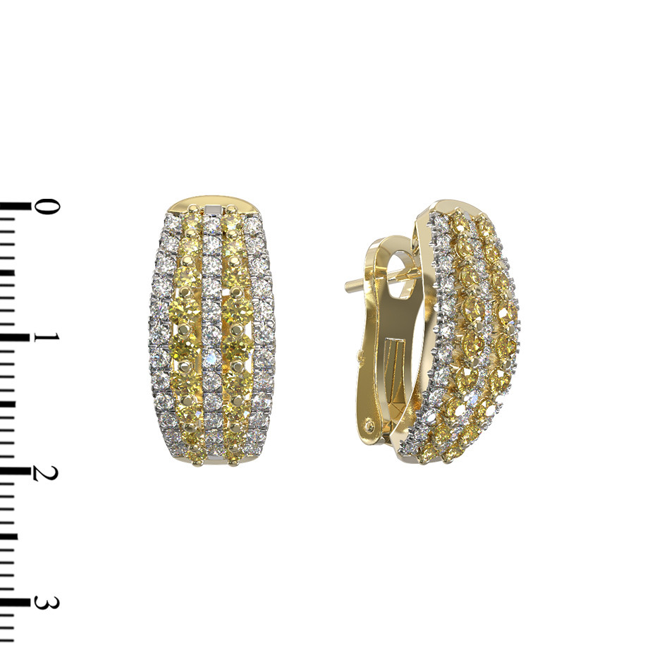 Серьги из лимонного золота c бриллиантами и сапфиром