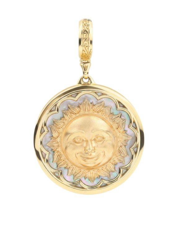 Подвеска из лимонного золота c ониксом и перламутром