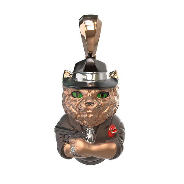 Подвеска из золота c эмаль , бриллиантами и рубином