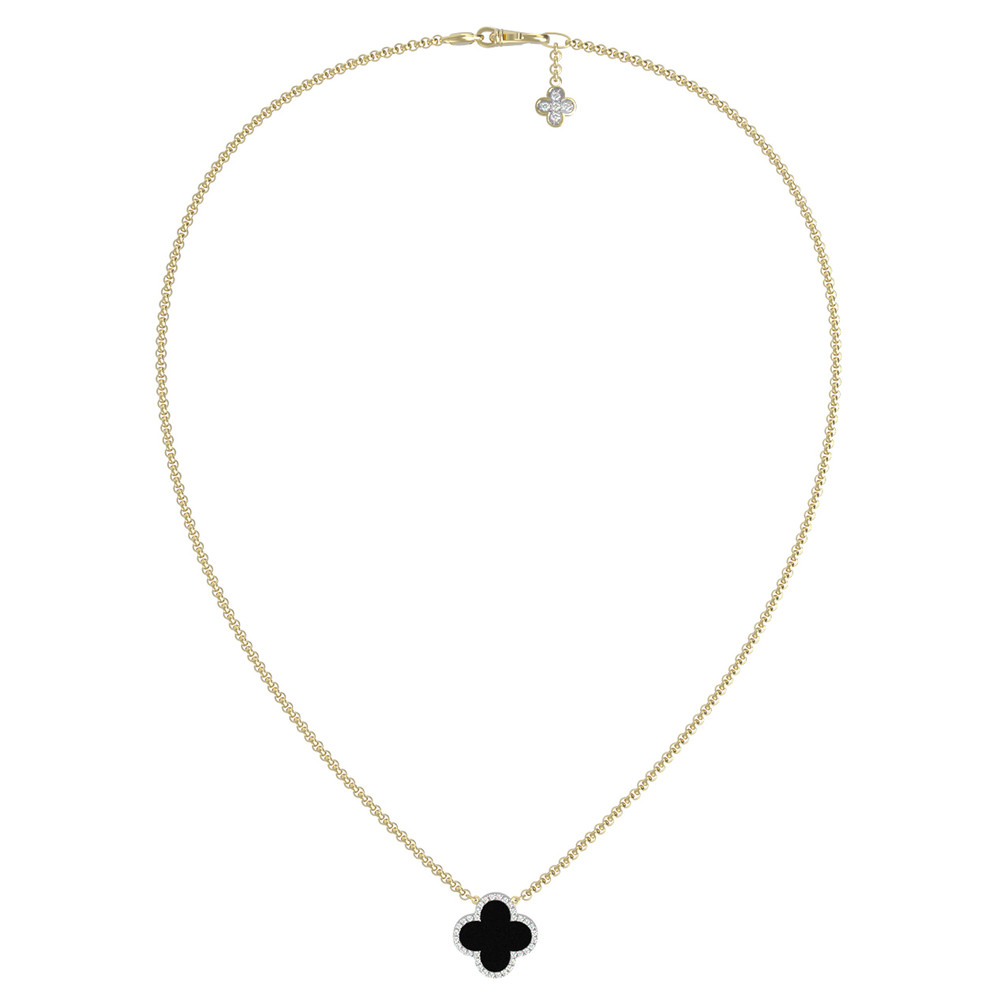 Колье из лимонного золота c бриллиантами и ониксом