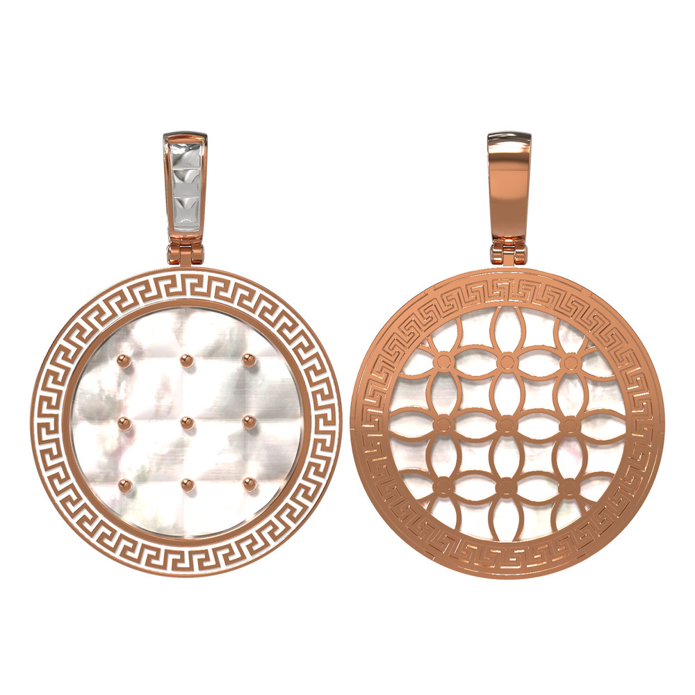 Подвеска из золота c эмаль и перламутром