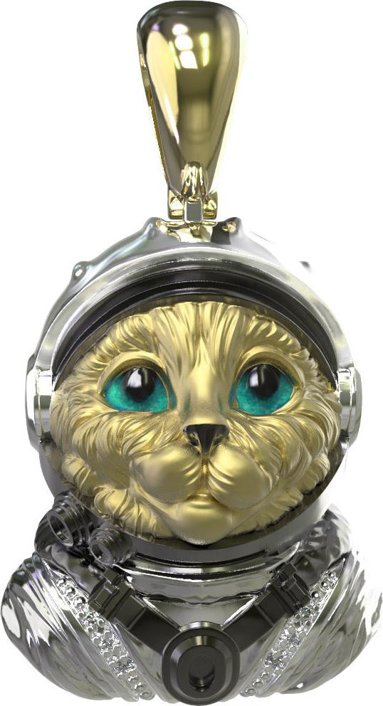 Подвеска из лимонного золота c эмаль , бриллиантами и рубином