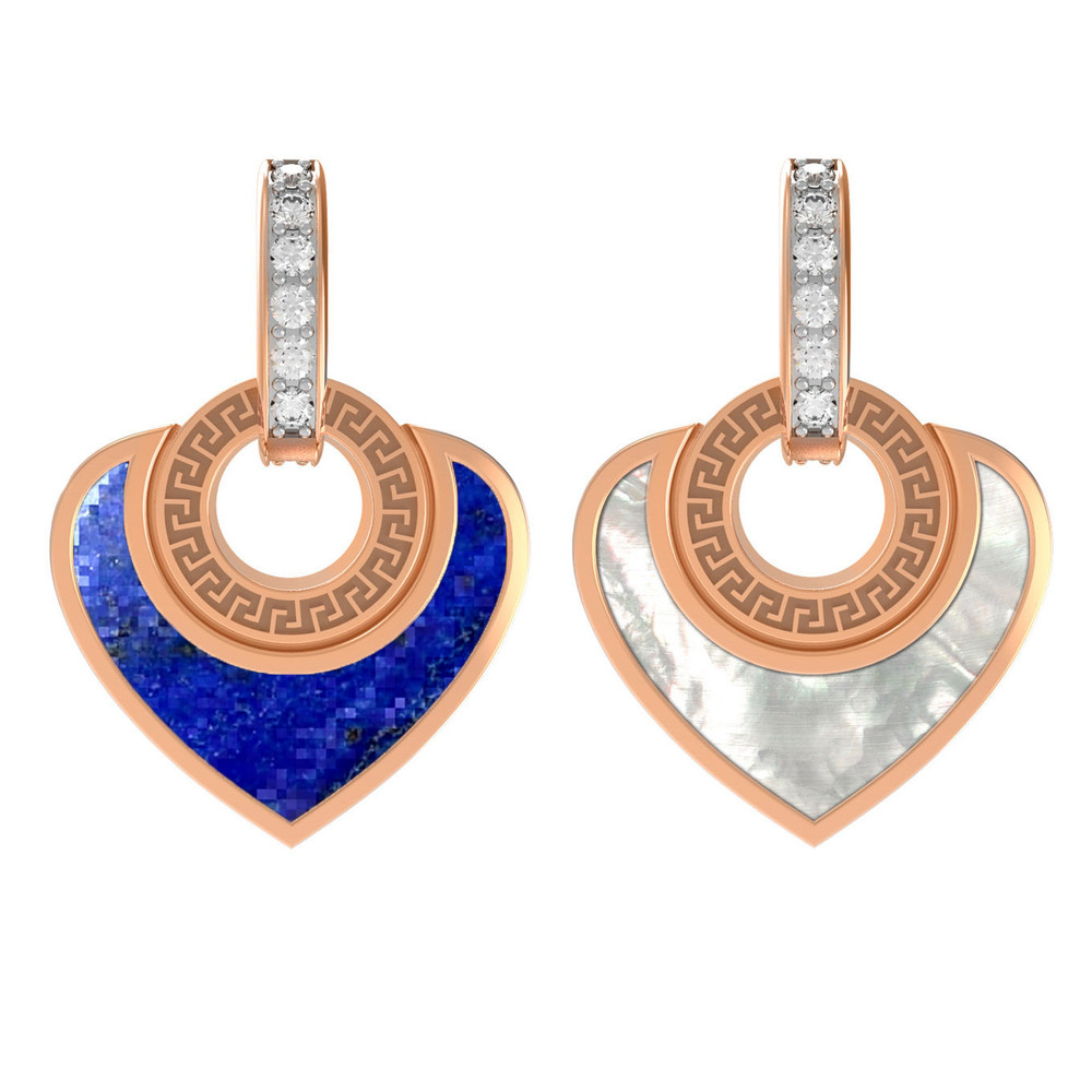 Подвеска из золота c фианитом, лазуритом и перламутром