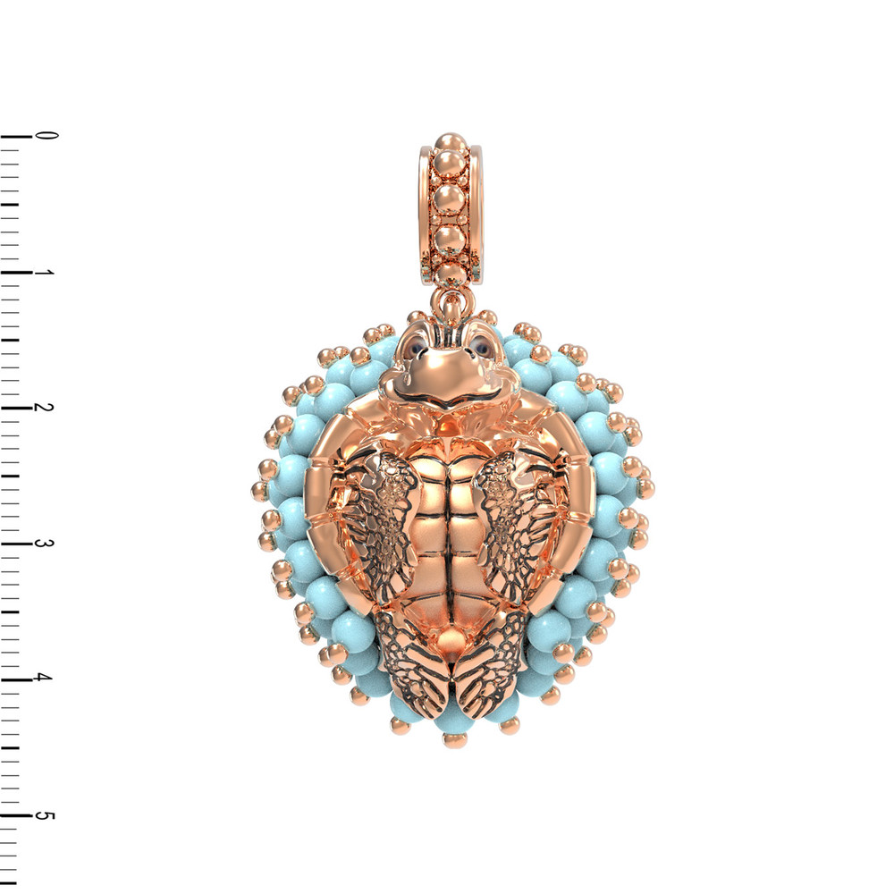 Подвеска из золота c эмаль и бирюзой