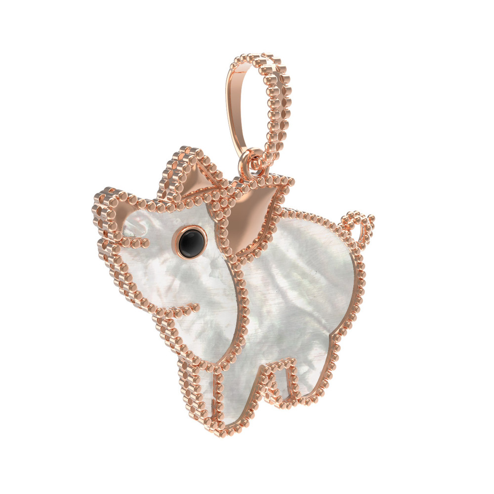 Подвеска из золота c эмалью и перламутром