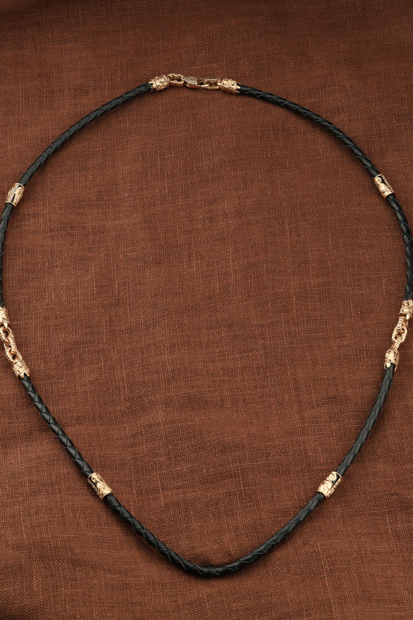 Шнурок кожаный из золота c кожаным шнурком