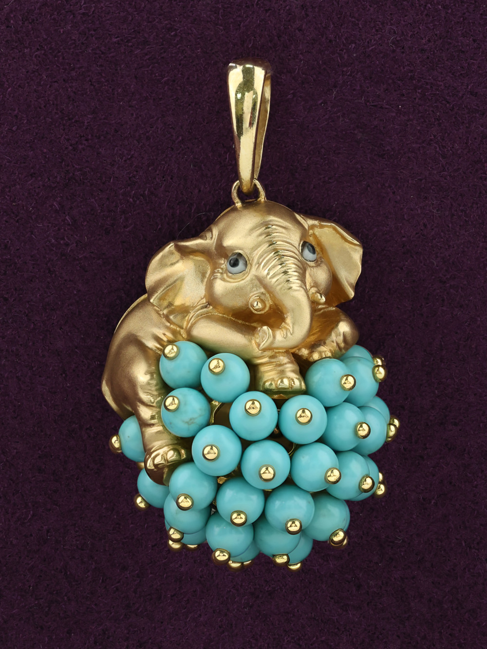 Подвеска из лимонного золота c эмаль и бирюзой