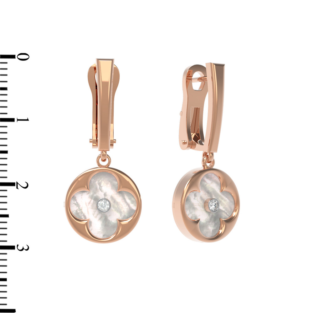 Серьги из золота c бриллиантами и перламутром