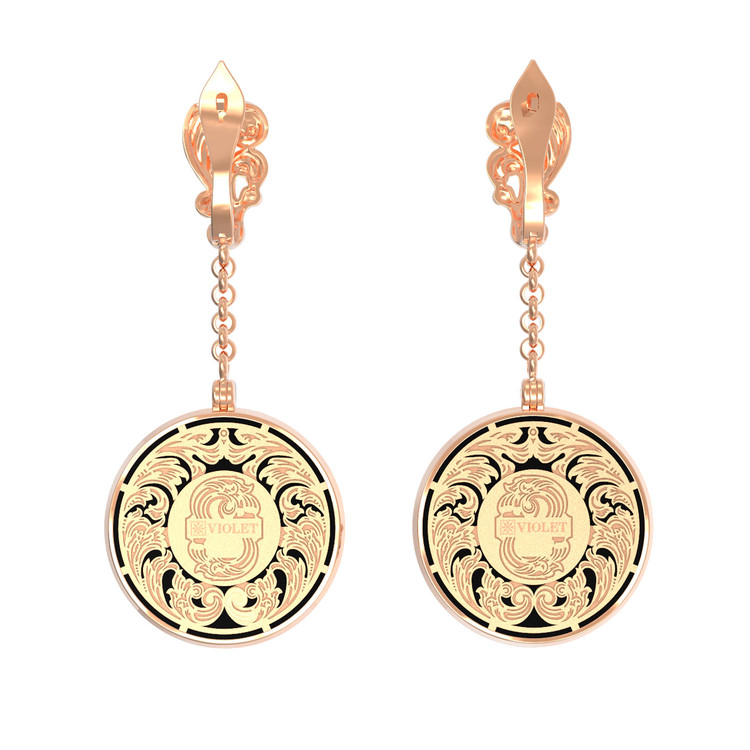 Серьги из золота c эмалью и ониксом