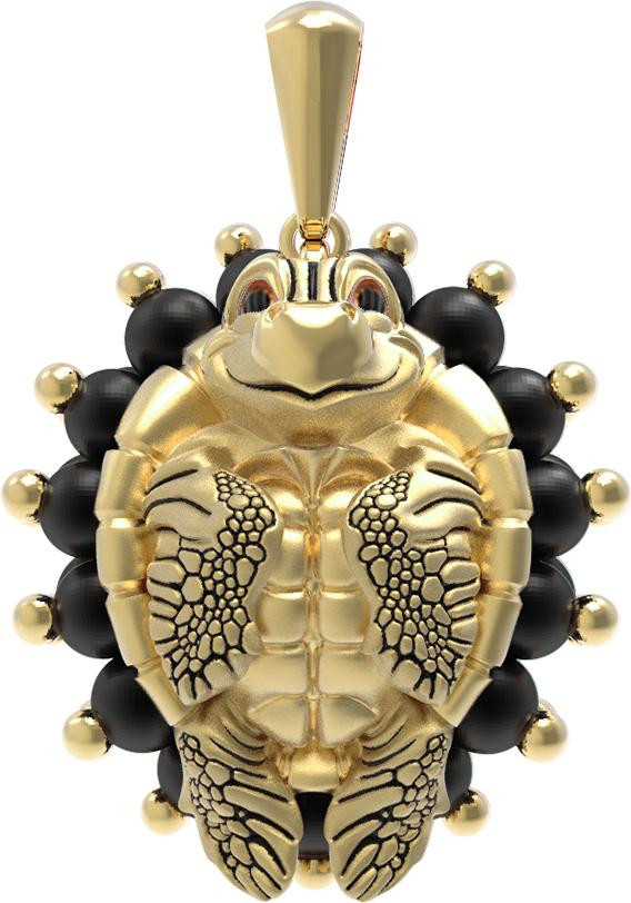 Подвеска из лимонного золота c эмаль и ониксом