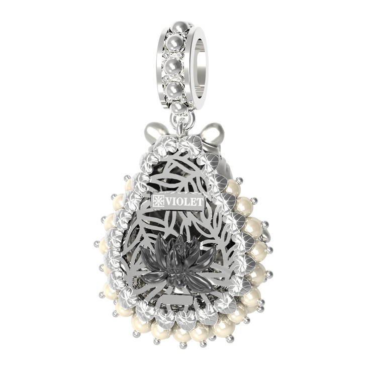 Подвеска из белого золота c эмаль и жемчугом