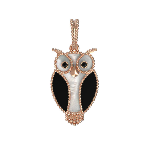 Подвеска из золота c эмаль , ониксом и перламутром