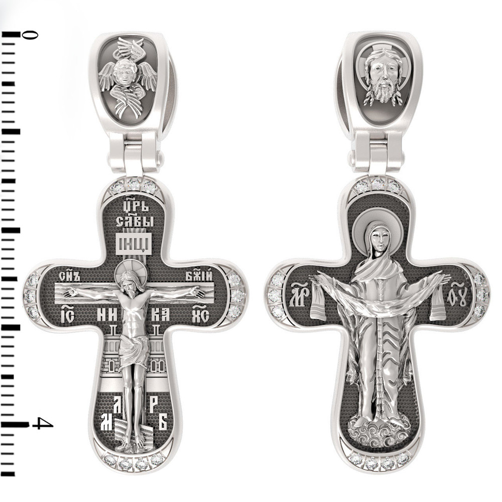 Крест из белого золота c бриллиантами