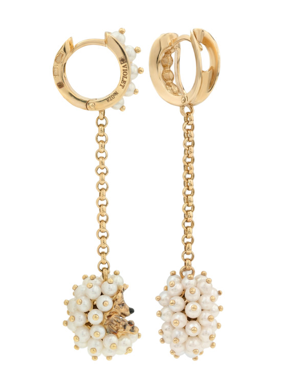 Серьги из золота c эмаль и жемчугом