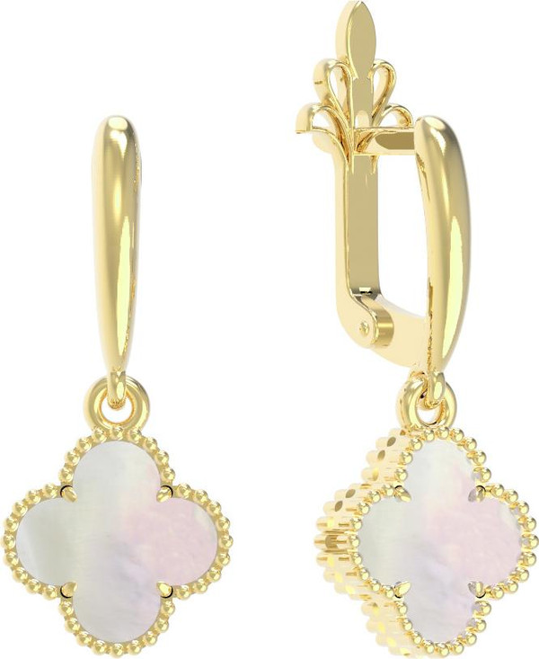 Серьги из лимонного золота c перламутром