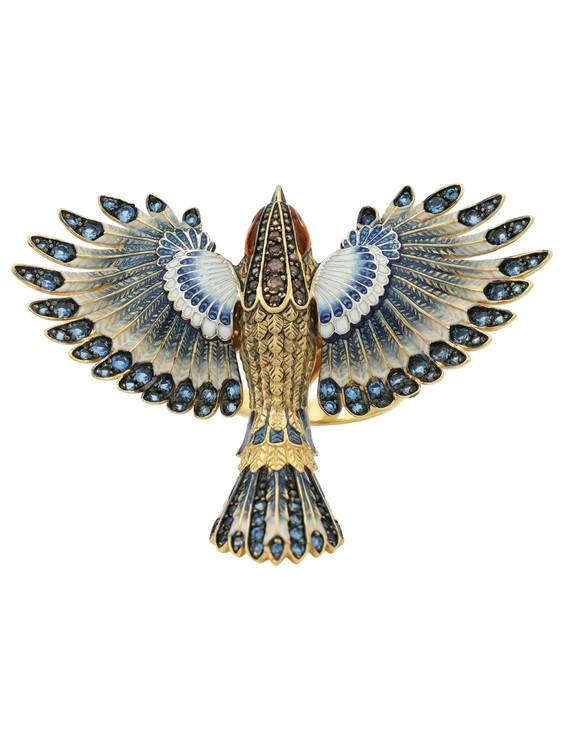 Кольцо из лимонного золота c эмаль и фианитом