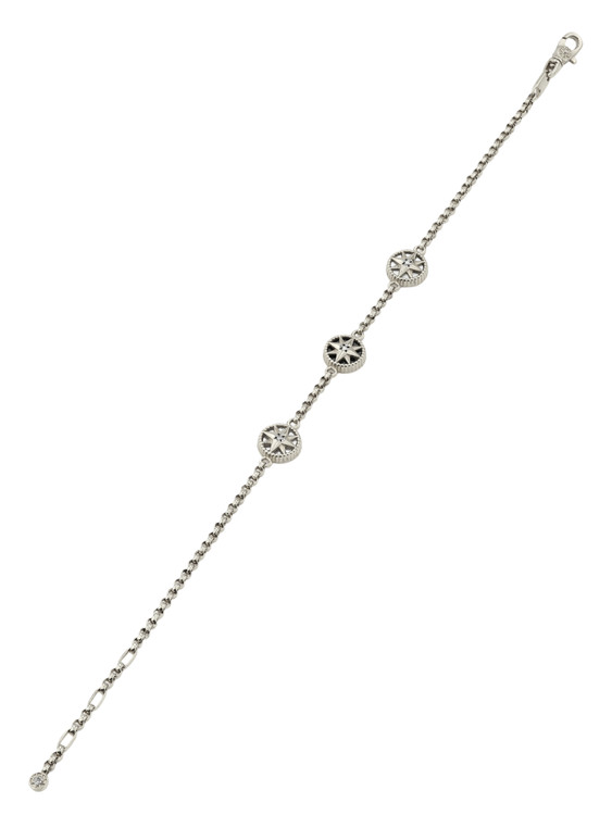 Браслет из белого золота c бриллиантами, ониксом и перламутром