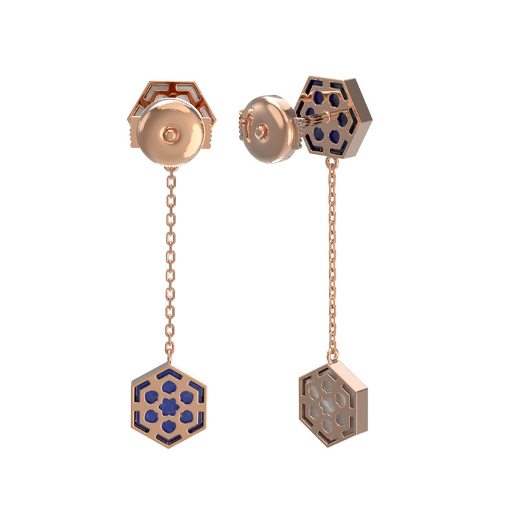 Серьги из золота c лазуритом и перламутром