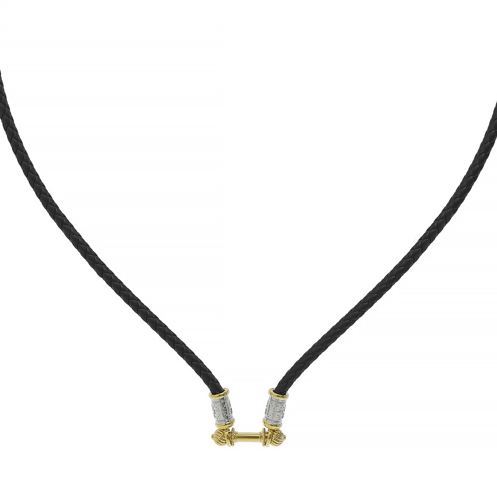 Шнурок кожаный из лимонного золота c кожаным шнурком