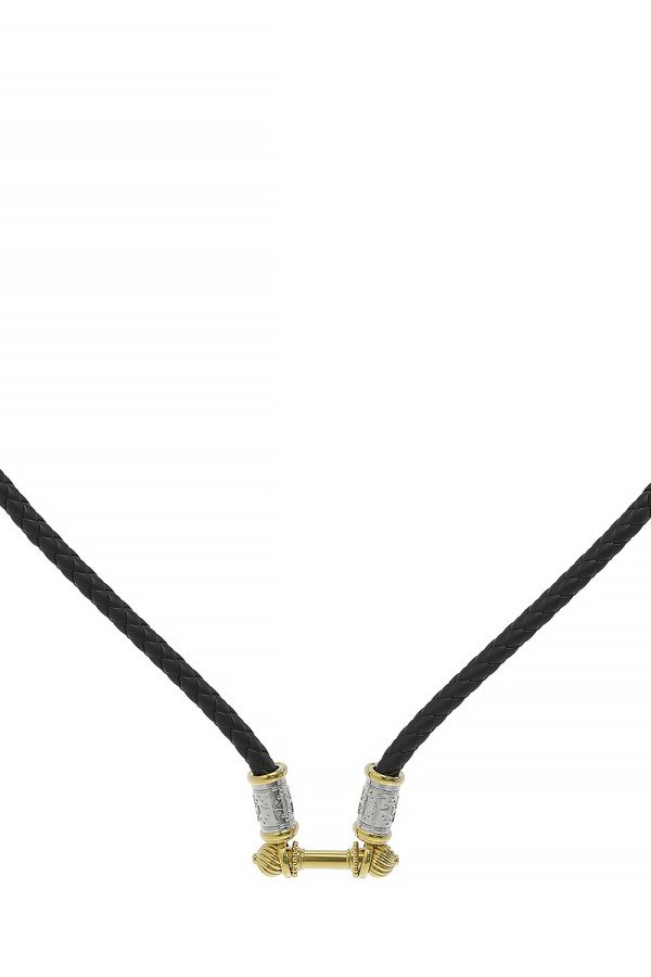 Шнурок кожаный из лимонного золота c кожаным шнурком