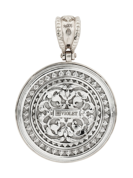 Подвеска из белого золота c эмаль