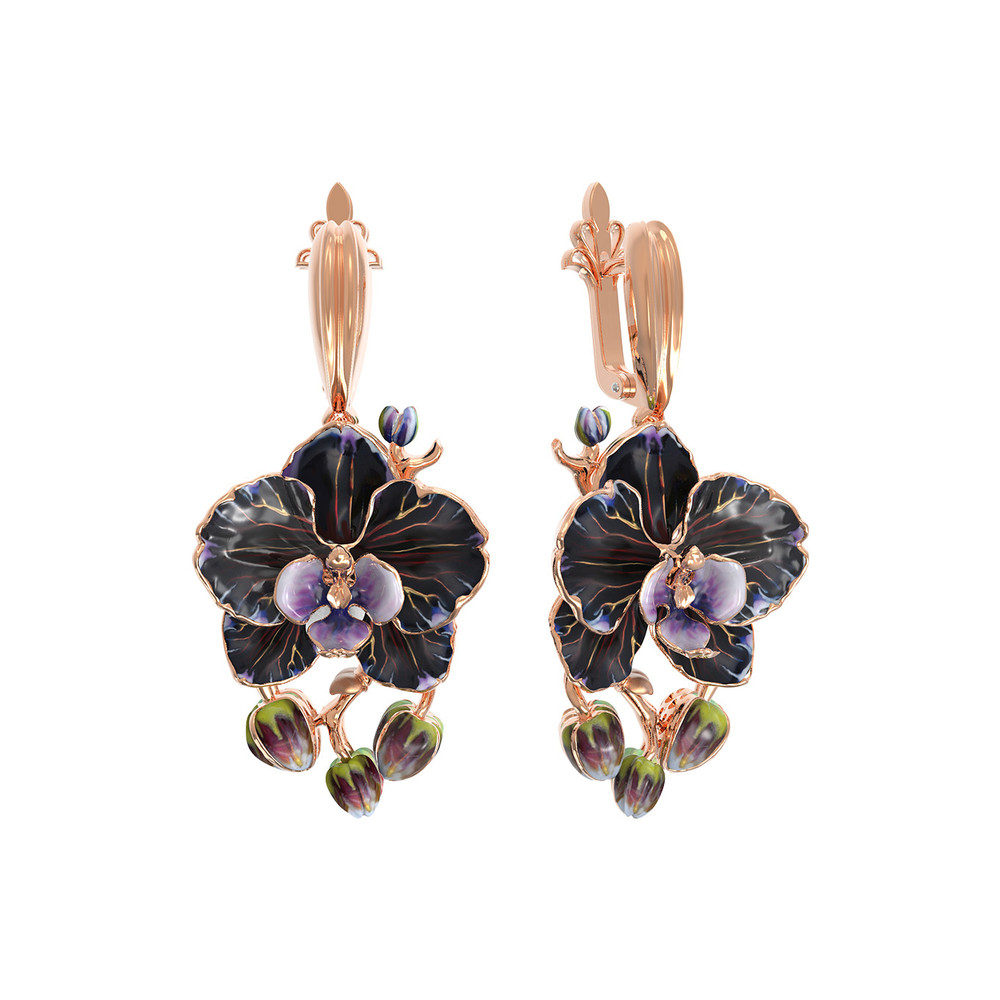 Серьги из золота c эмаль