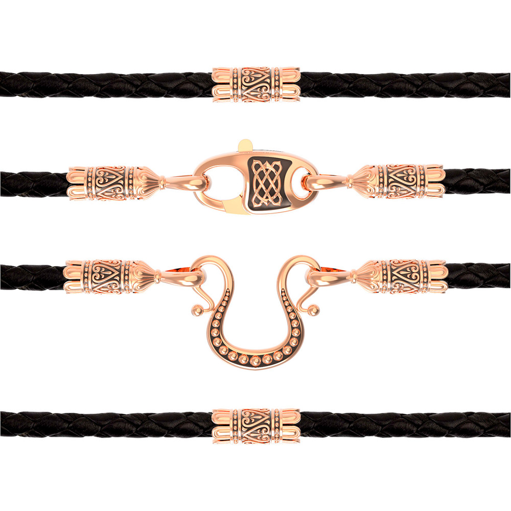 Шнурок кожаный из золота c кожаным шнурком