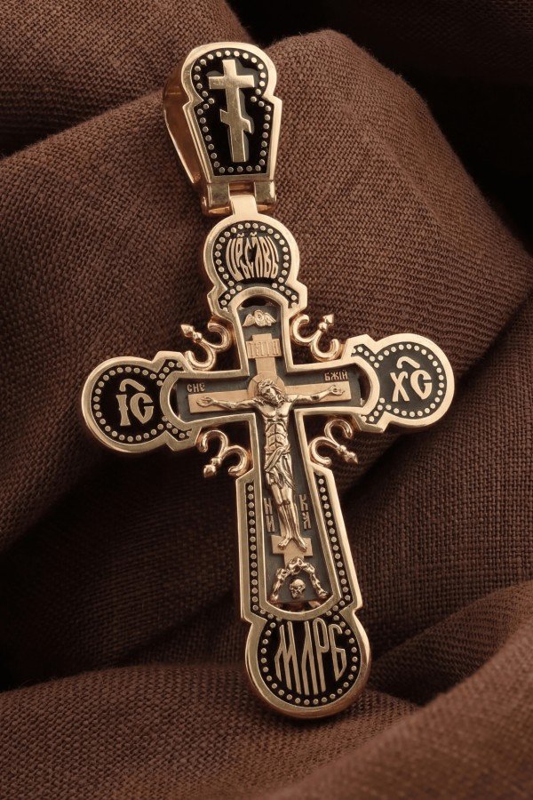 Крест из золота c эмаль