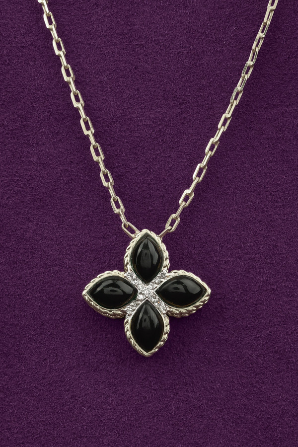 Колье из белого золота c бриллиантами и ониксом