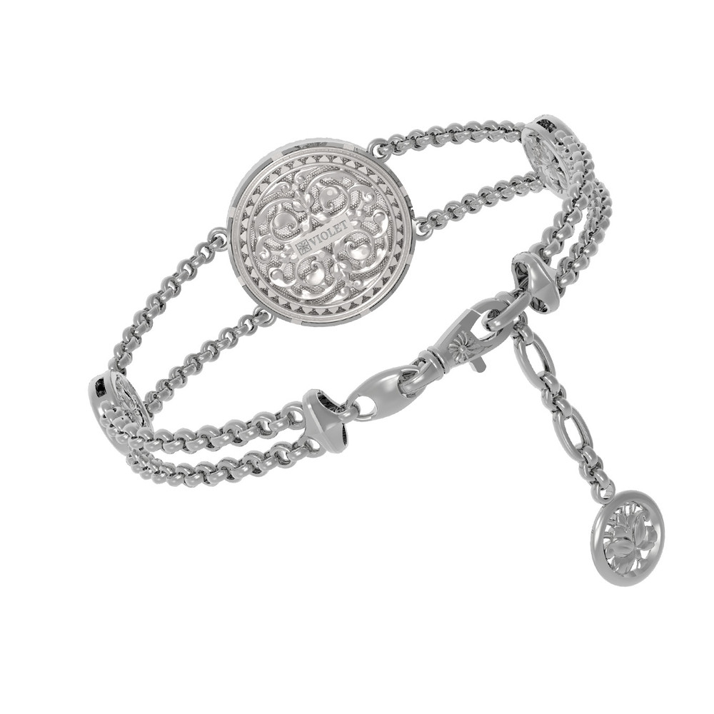 Браслет из белого золота c эмаль