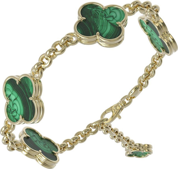 Браслет из лимонного золота c малахитом