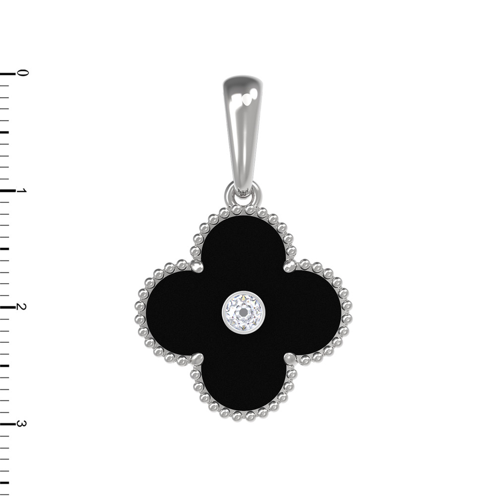 Подвеска из белого золота c бриллиантами и ониксом