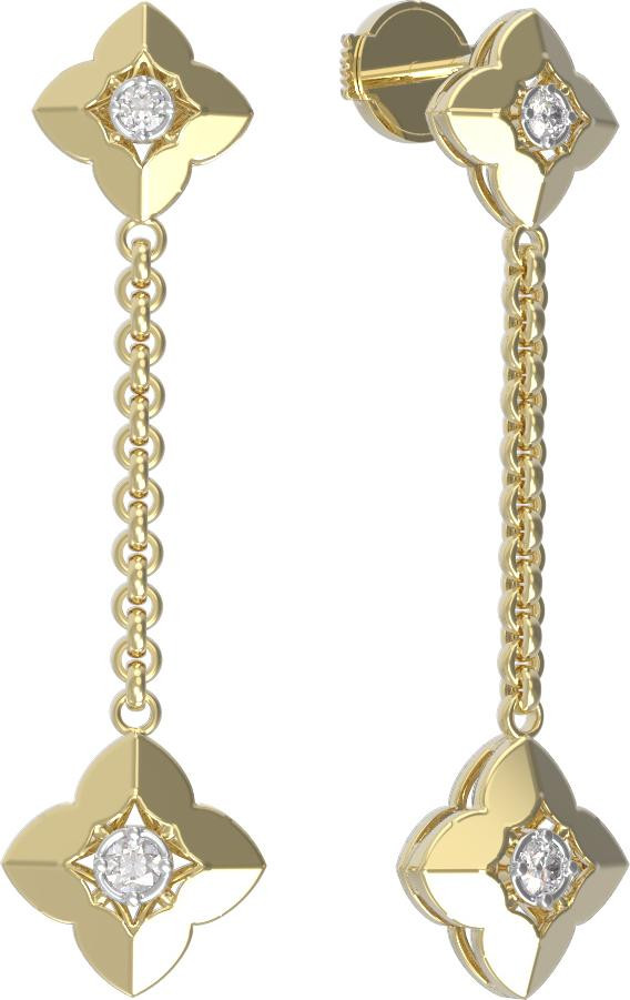 Серьги из лимонного золота c бриллиантами