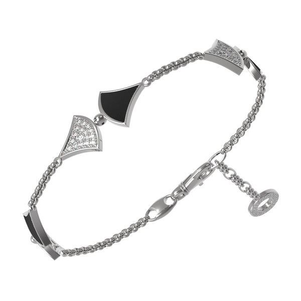 Браслет из белого золота c бриллиантами и ониксом