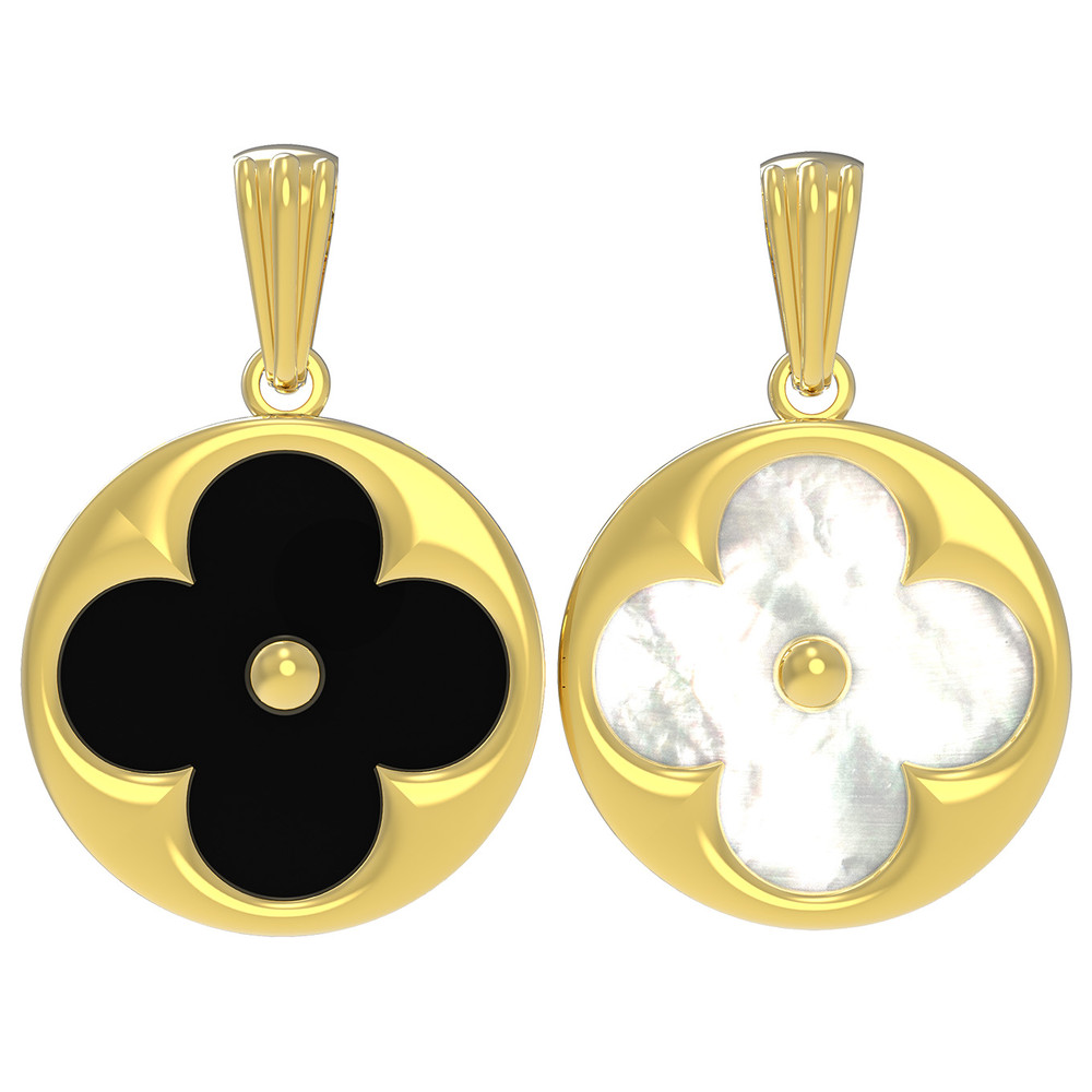 Подвеска из лимонного золота c ониксом и перламутром